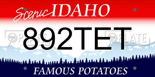 892TET Idaho License Plate