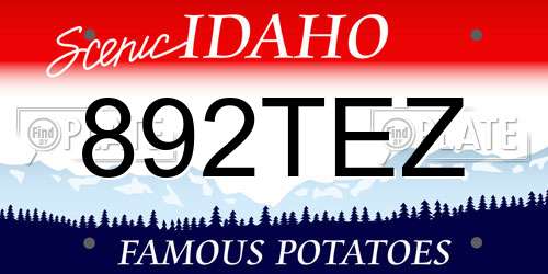 892TEZ Idaho License Plate