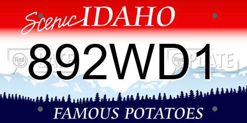 892WD1 Idaho License Plate