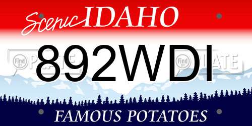 892WDI Idaho License Plate