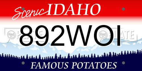 892WOI Idaho License Plate