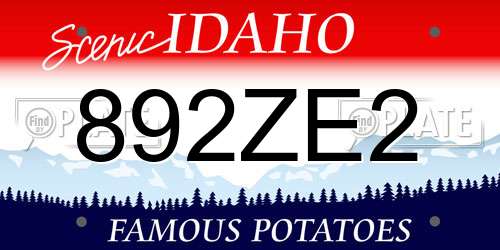 892ZE2 Idaho License Plate