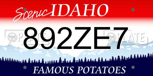 892ZE7 Idaho License Plate