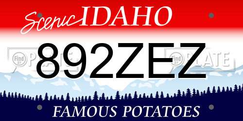 892ZEZ Idaho License Plate