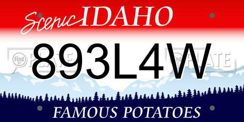 893L4W Idaho License Plate