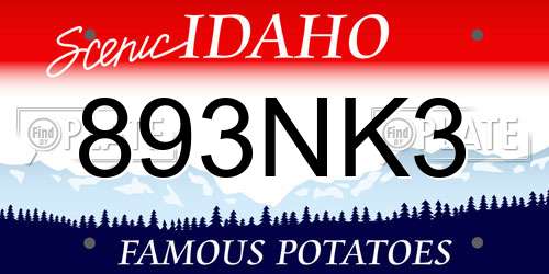 893NK3 Idaho License Plate