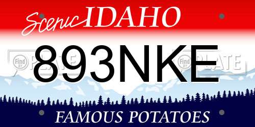 893NKE Idaho License Plate