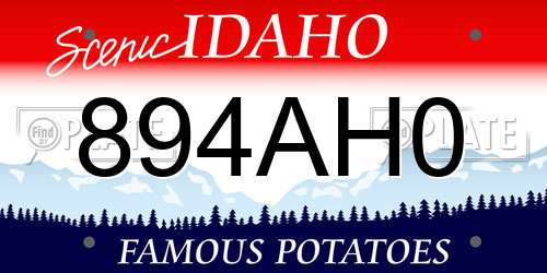 894AH0 Idaho License Plate