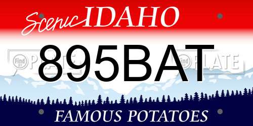 895BAT Idaho License Plate