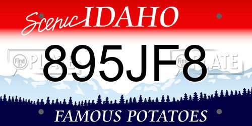 895JF8 Idaho License Plate