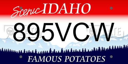 895VCW Idaho License Plate