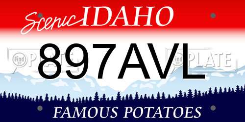 897AVL Idaho License Plate