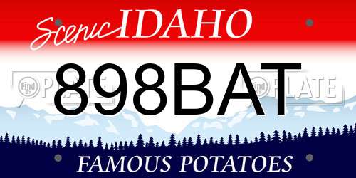 898BAT Idaho License Plate