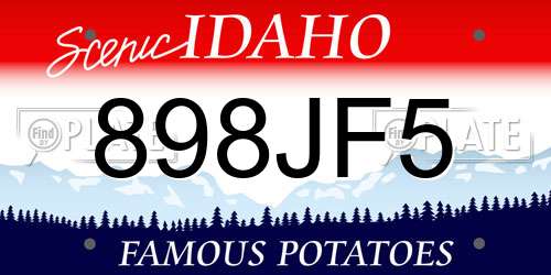 898JF5 Idaho License Plate
