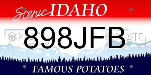 898JFB Idaho License Plate