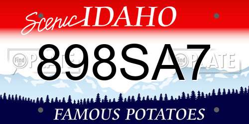 898SA7 Idaho License Plate