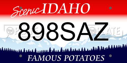 898SAZ Idaho License Plate