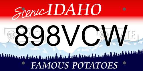 898VCW Idaho License Plate