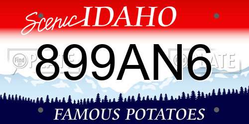 899AN6 Idaho License Plate