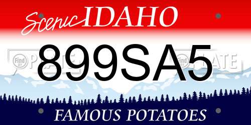 899SA5 Idaho License Plate