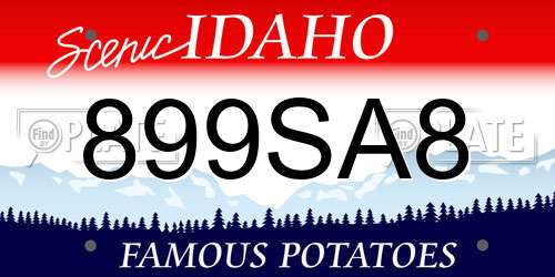 899SA8 Idaho License Plate