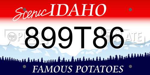 899T86 Idaho License Plate