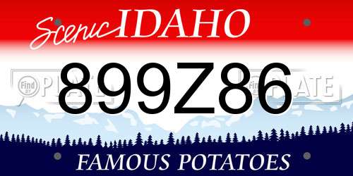899Z86 Idaho License Plate
