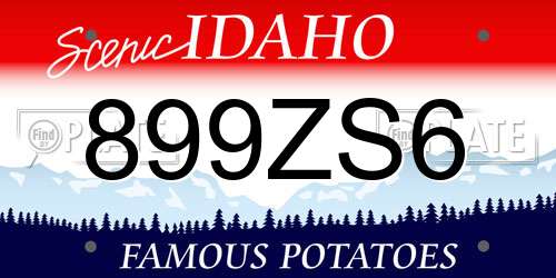 899ZS6 Idaho License Plate