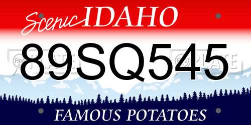 89SQ545 Idaho License Plate