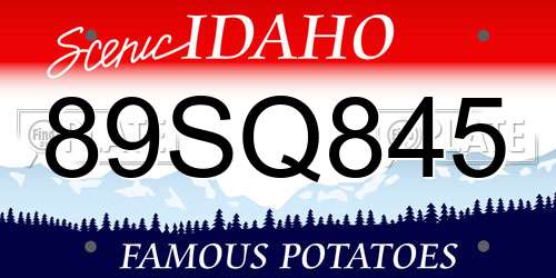 89SQ845 Idaho License Plate