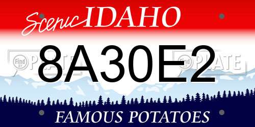 8A30E2 Idaho License Plate
