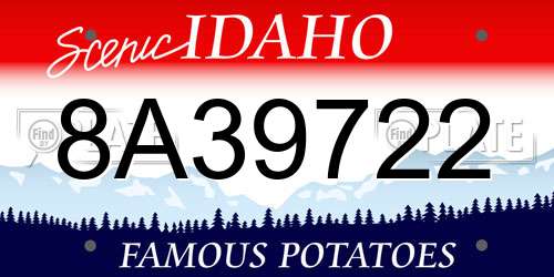 8A39722 Idaho License Plate