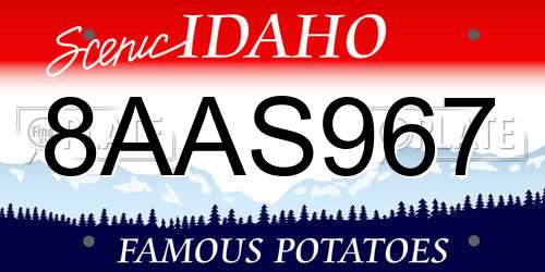 8AAS967 Idaho License Plate