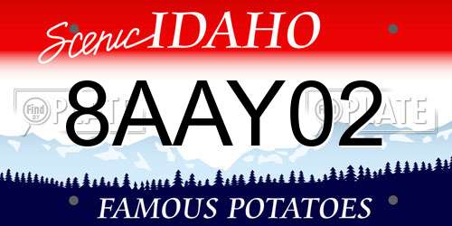 8AAY02 Idaho License Plate