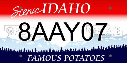 8AAY07 Idaho License Plate