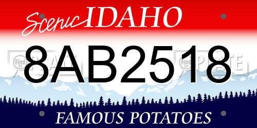 8AB2518 Idaho License Plate