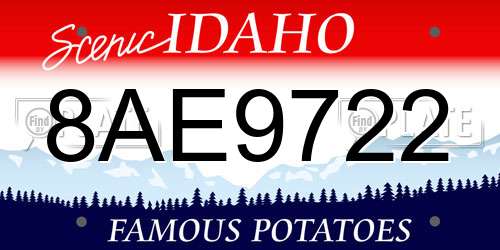 8AE9722 Idaho License Plate