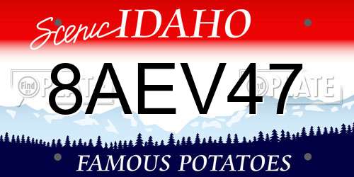 8AEV47 Idaho License Plate