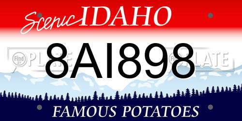 8AI898 Idaho License Plate