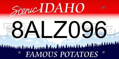 8ALZ096 Idaho License Plate