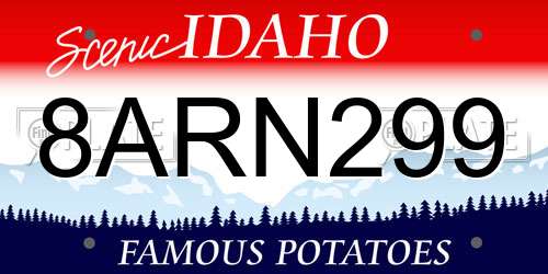 8ARN299 Idaho License Plate