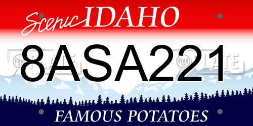 8ASA221 Idaho License Plate