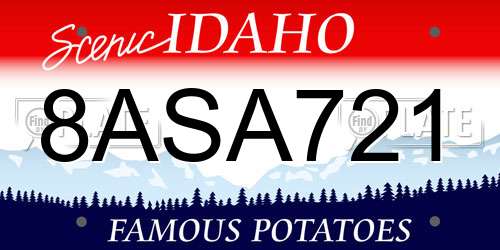 8ASA721 Idaho License Plate