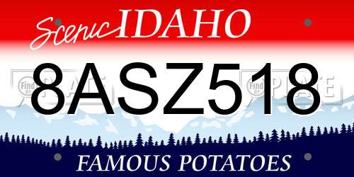 8ASZ518 Idaho License Plate