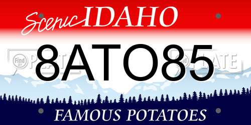 8ATO85 Idaho License Plate
