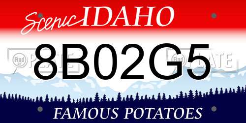8B02G5 Idaho License Plate