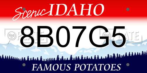 8B07G5 Idaho License Plate