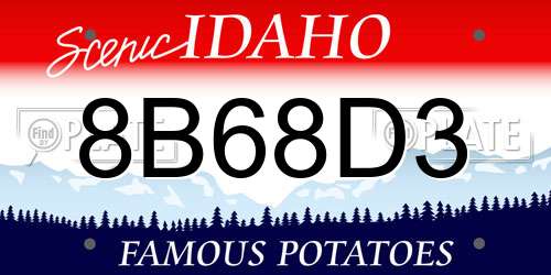 8B68D3 Idaho License Plate