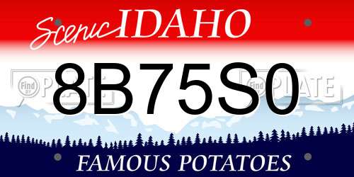 8B75S0 Idaho License Plate