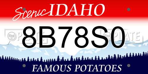 8B78S0 Idaho License Plate